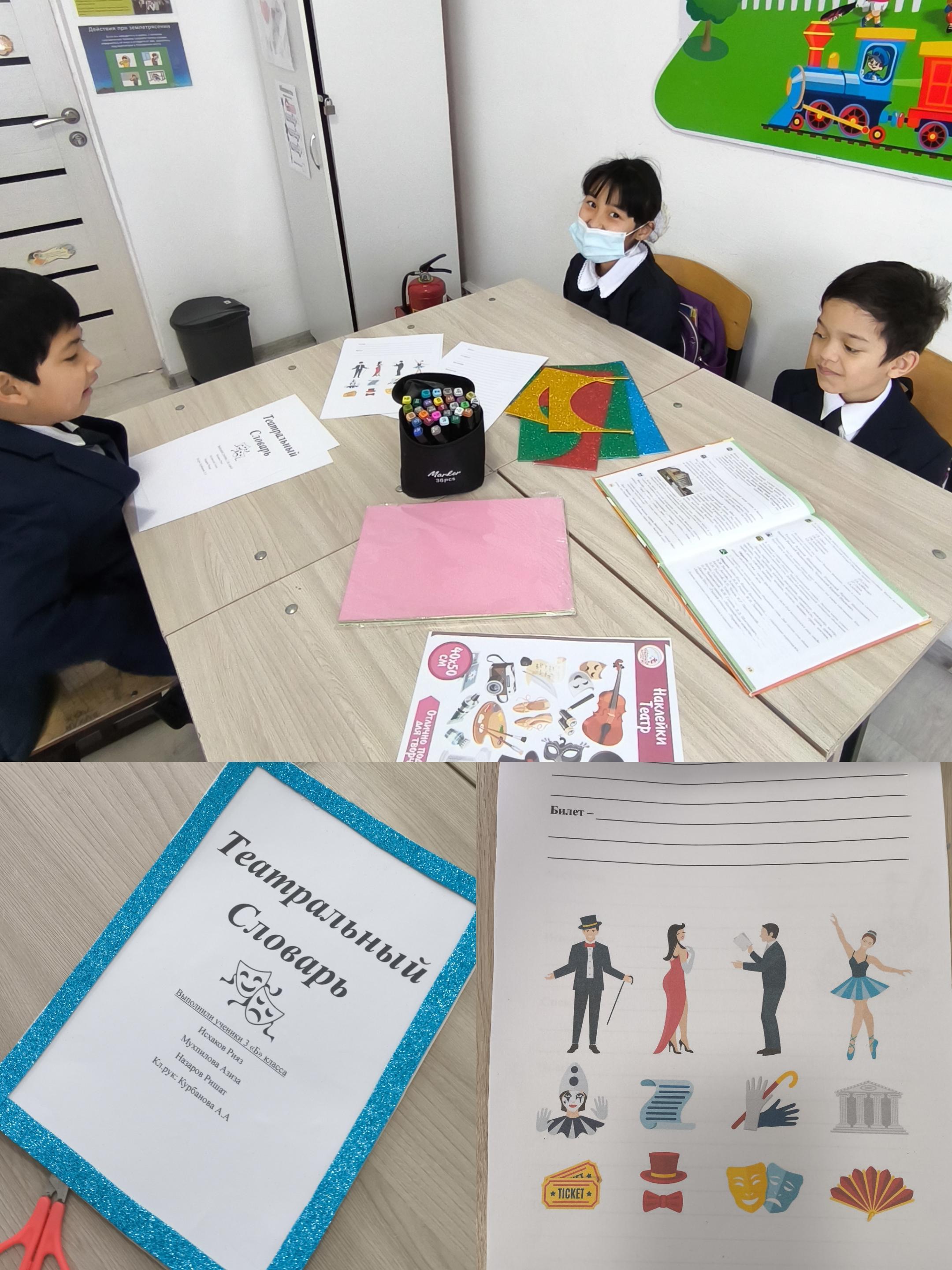 Курбанова А.А.Урок русского языка Класс: 3 "Б".    Основной этап урока создание "Театрального словаря"